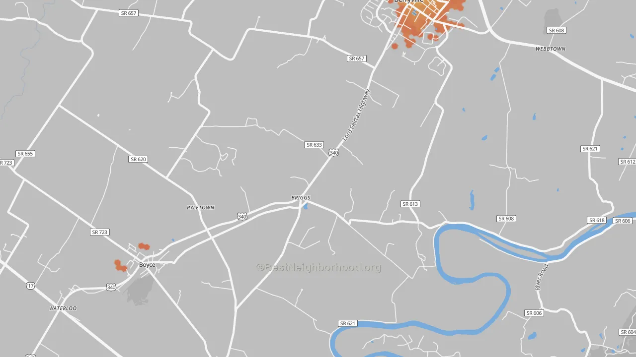 Bike Grade map of Briggs, VA