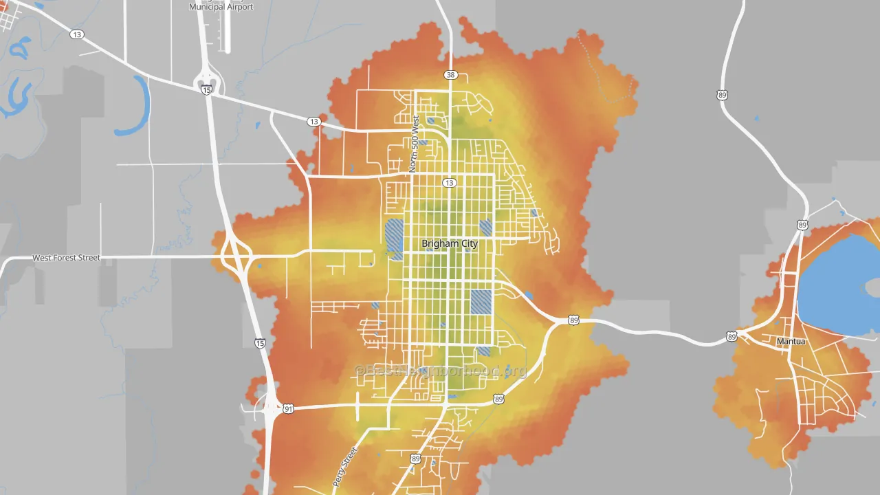 Bike Grade map of Brigham City, UT