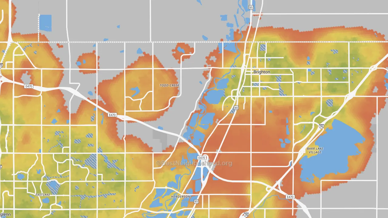 Bike Grade map of Brighton, CO