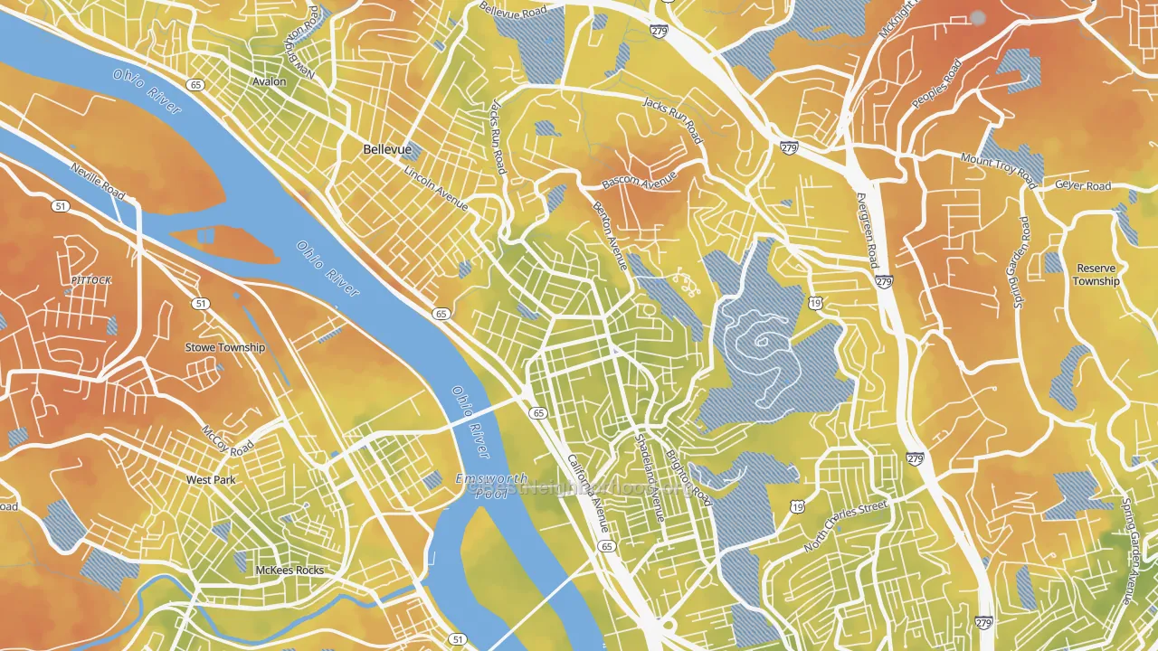 Bike Grade map of Brighton Heights, Pittsburgh, PA