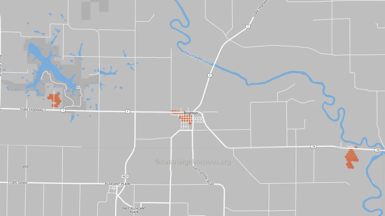Bike Grade map of Brighton, IA