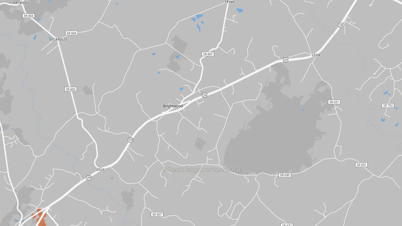 Bike Grade map of Brightwood, VA