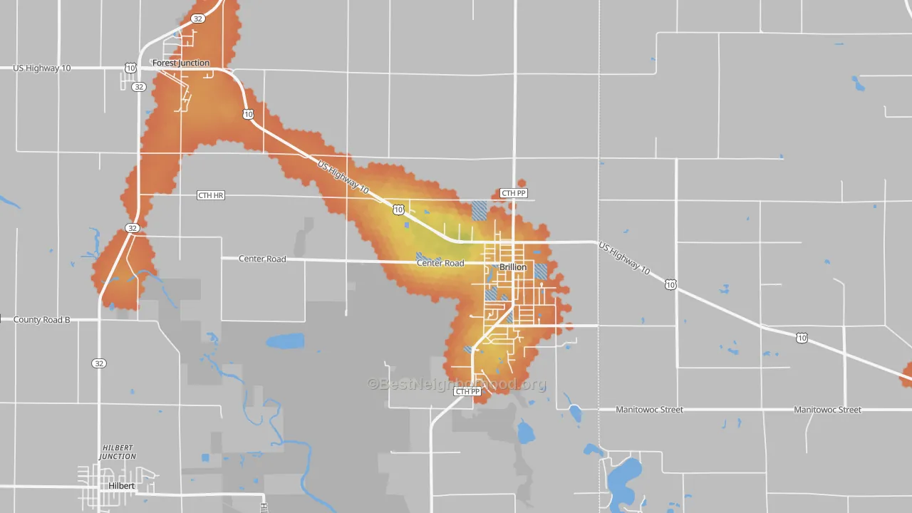 Bike Grade map of Brillion, WI