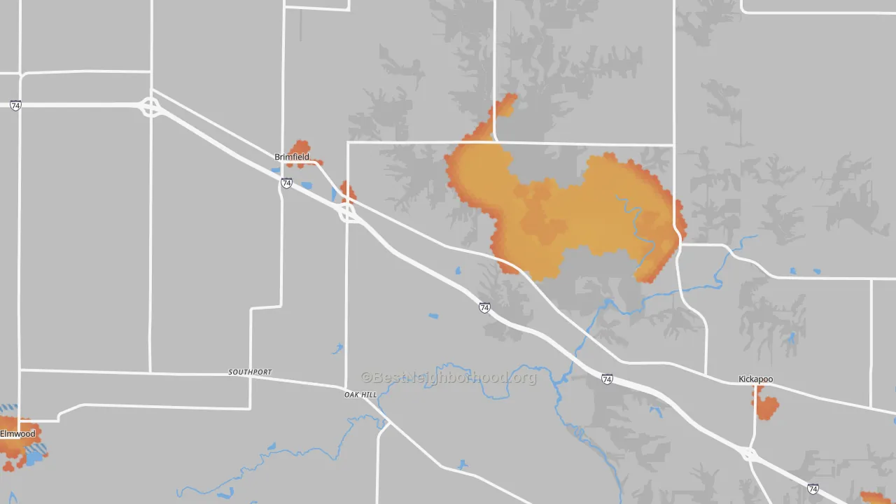 Bike Grade map of Brimfield, IL