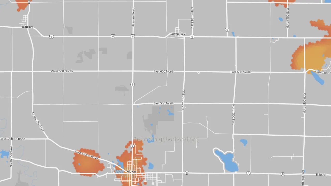 Bike Grade map of Brimfield, IN