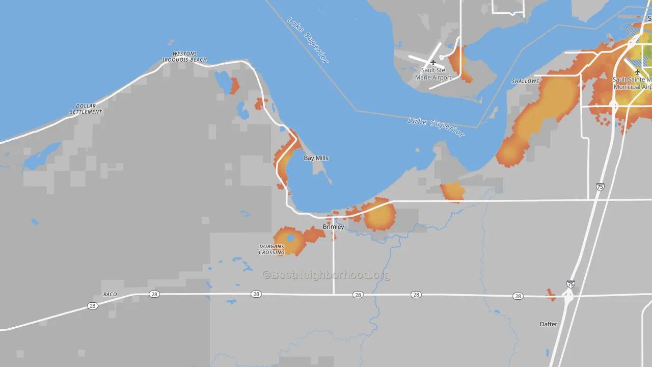 Bike Grade map of Brimley, MI