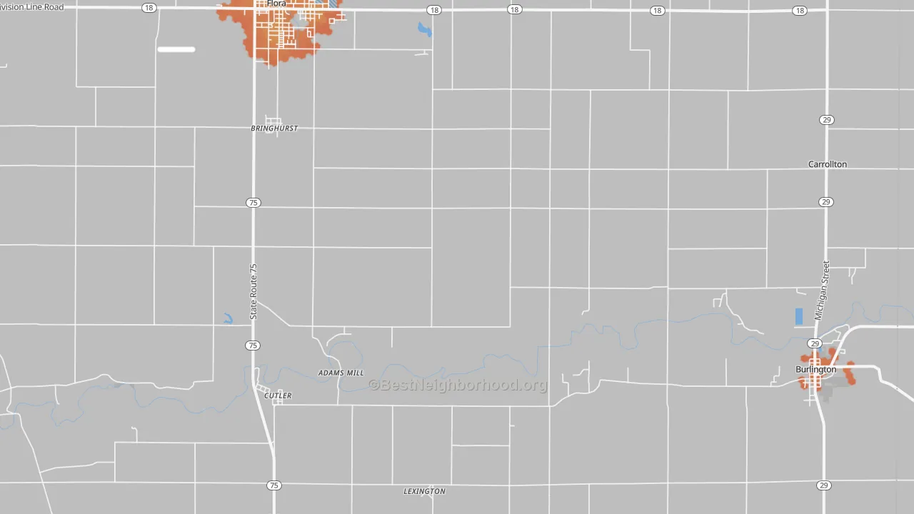 Bike Grade map of Bringhurst, IN