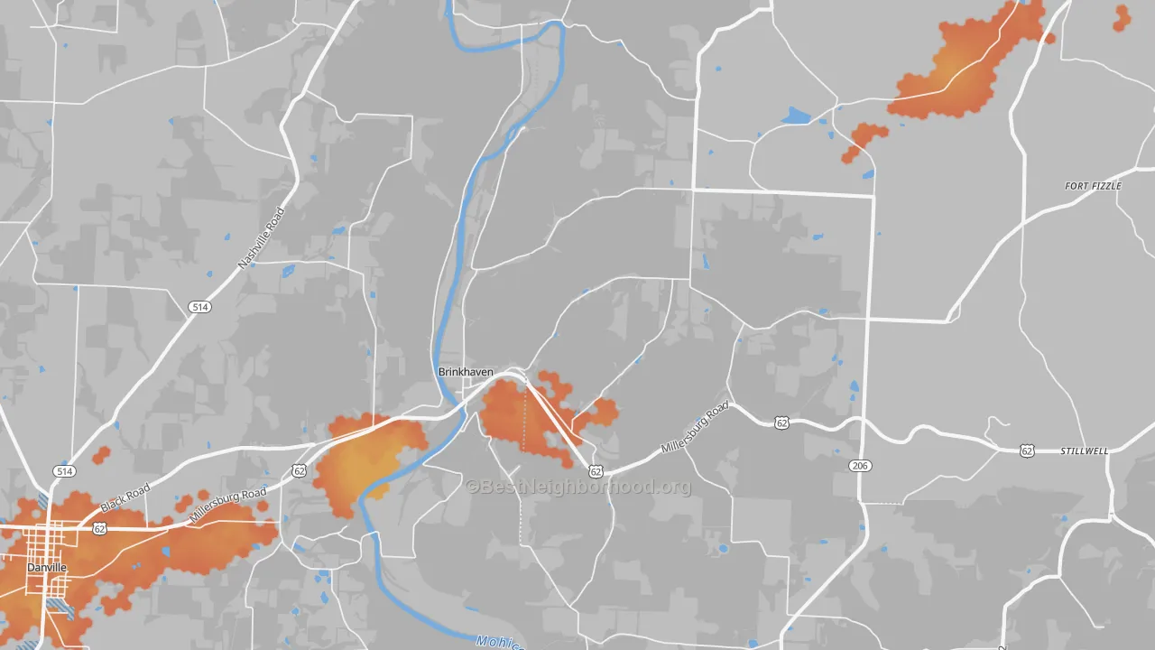 Bike Grade map of Brinkhaven, OH