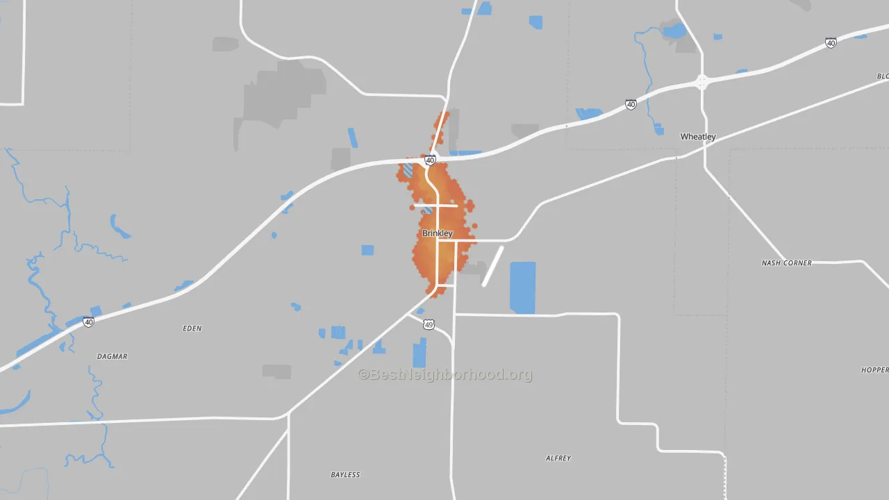 Bike Grade map of Brinkley, AR