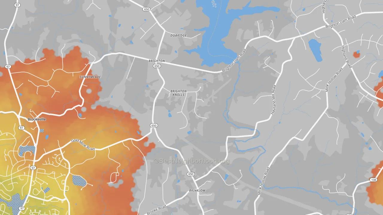 Bike Grade map of Brinklow, MD