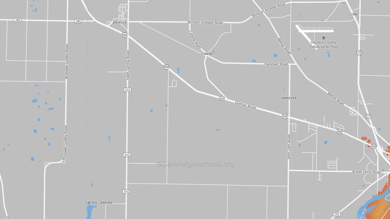 Bike Grade map of Brinson, GA