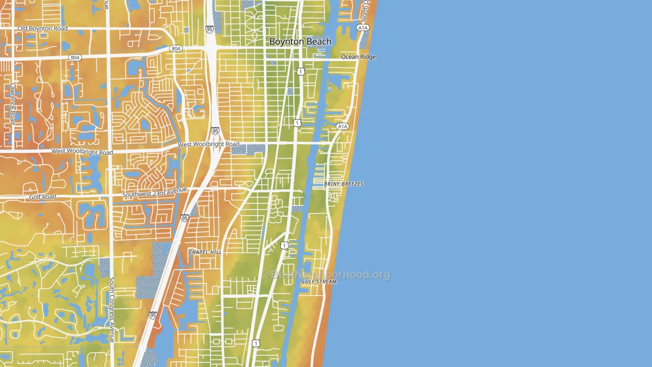 Bike Grade map of Briny Breezes, FL