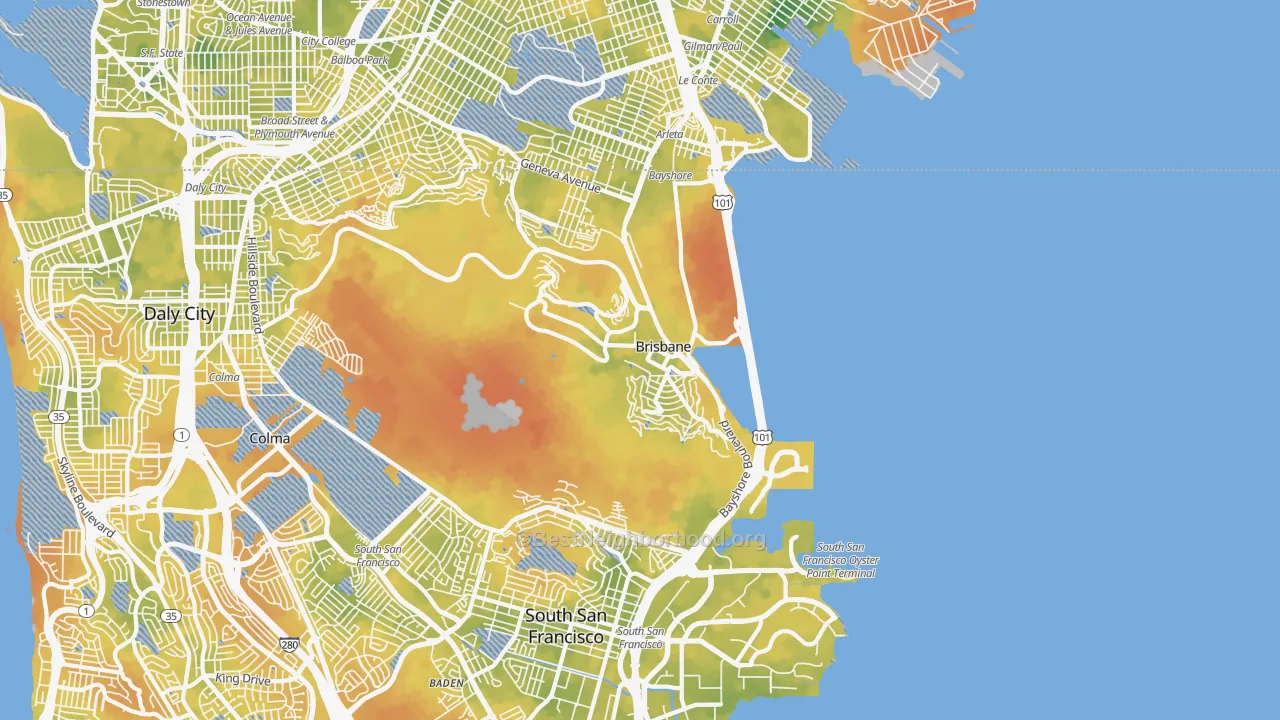 Bike Grade map of Brisbane, CA