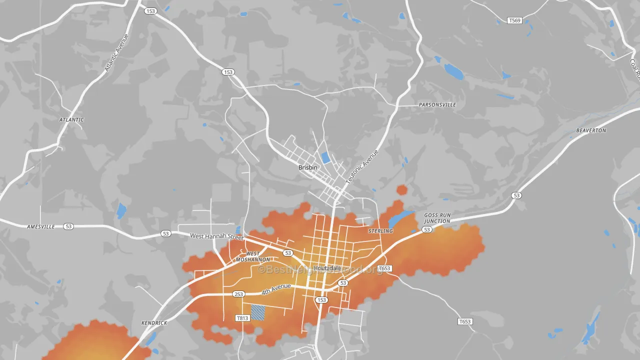 Bike Grade map of Brisbin, PA