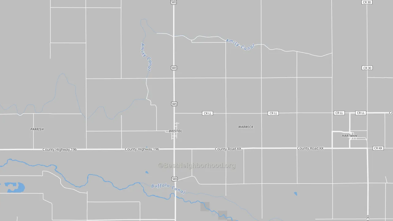 Bike Grade map of Bristol, CO