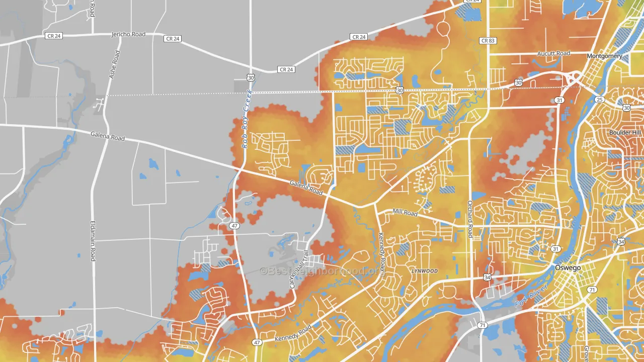Bike Grade map of Bristol, IL