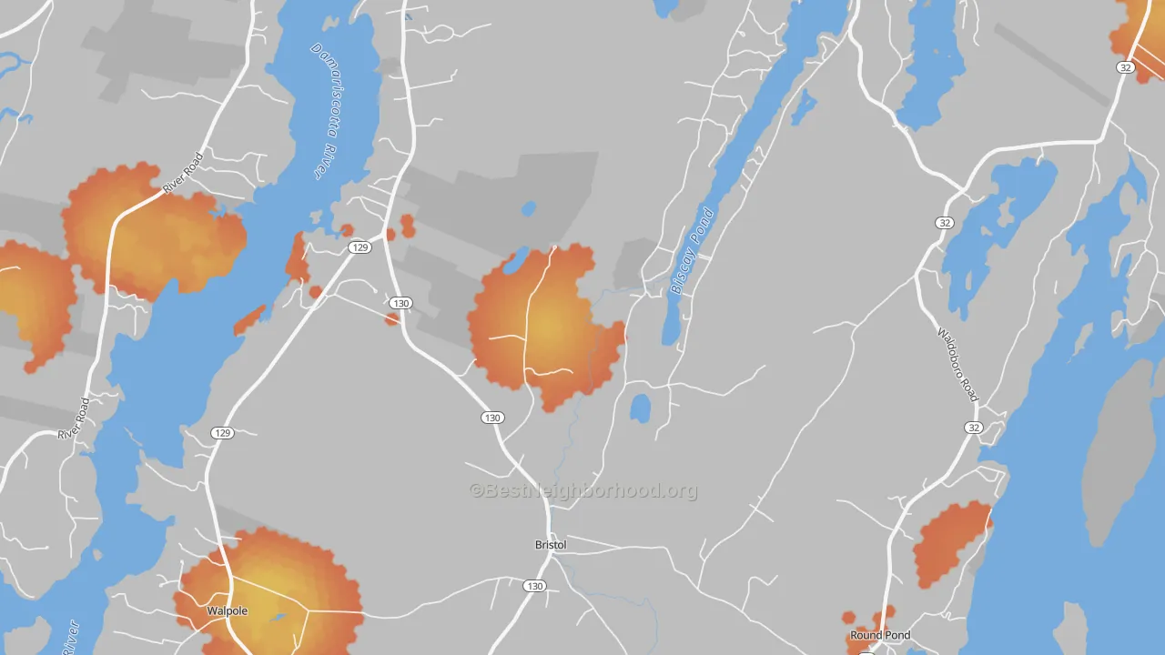 Bike Grade map of Bristol, ME