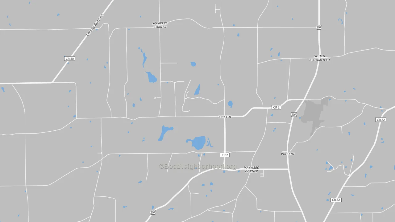 Bike Grade map of Bristol, NY