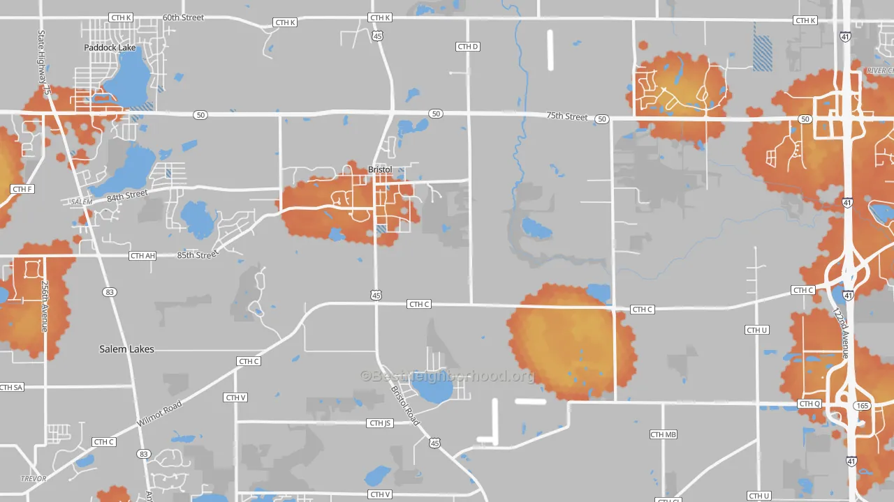 Bike Grade map of Bristol, WI