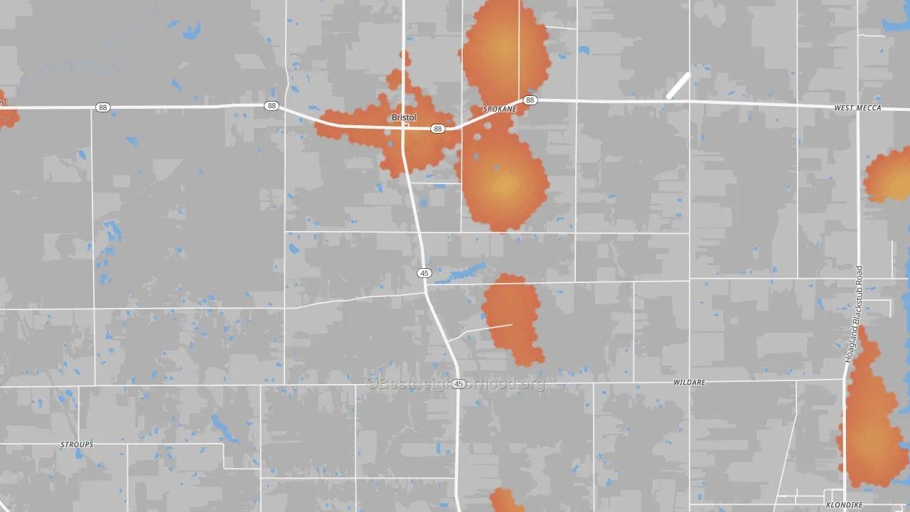 Bike Grade map of Bristolville, OH