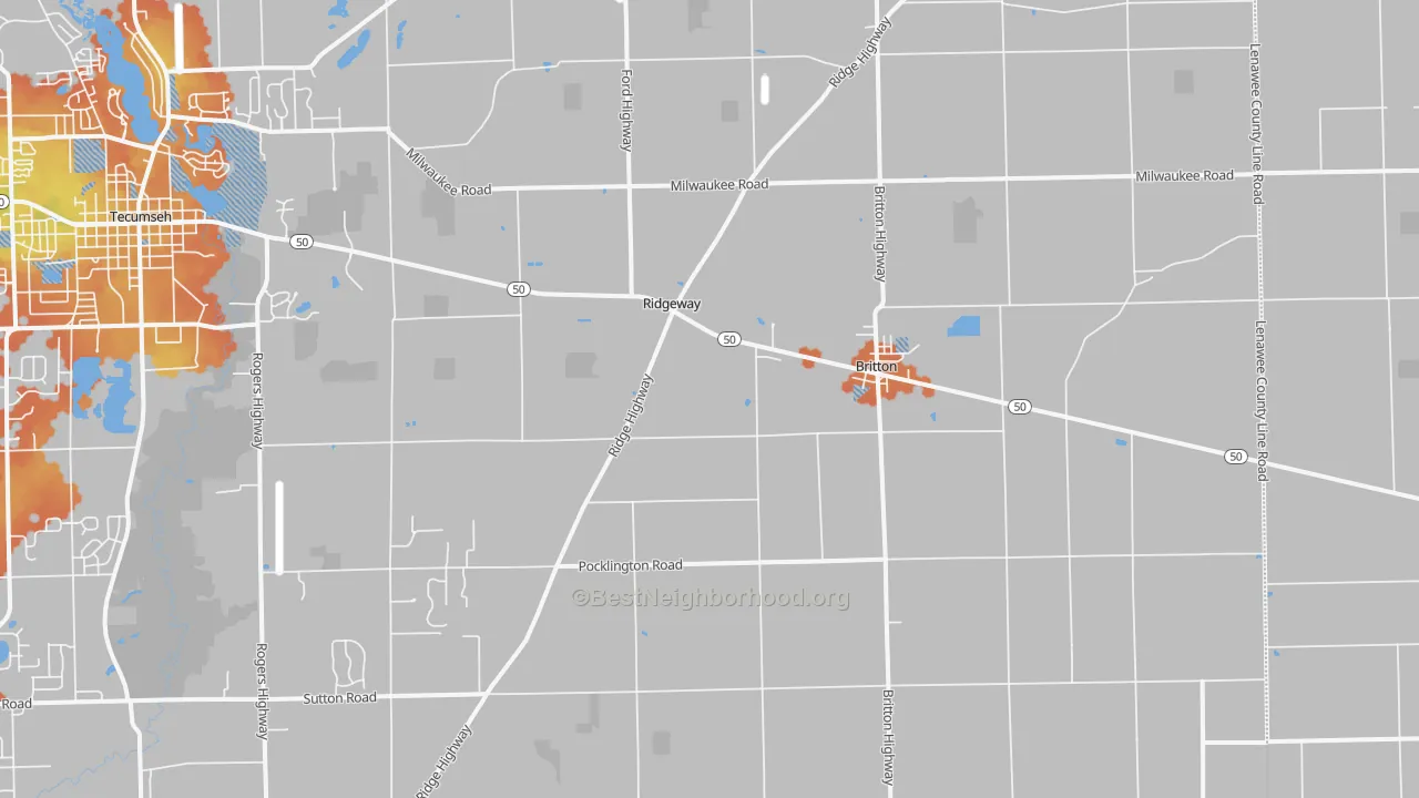 Bike Grade map of Britton, MI