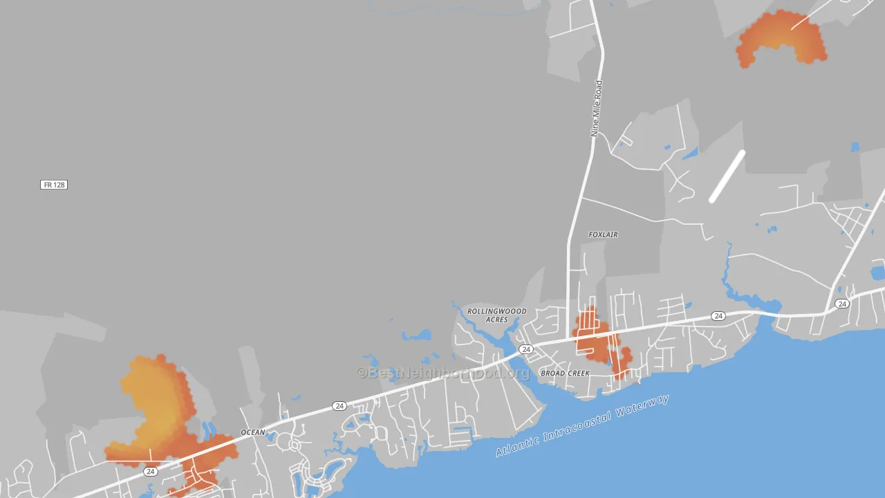 Bike Grade map of Broad Creek, NC