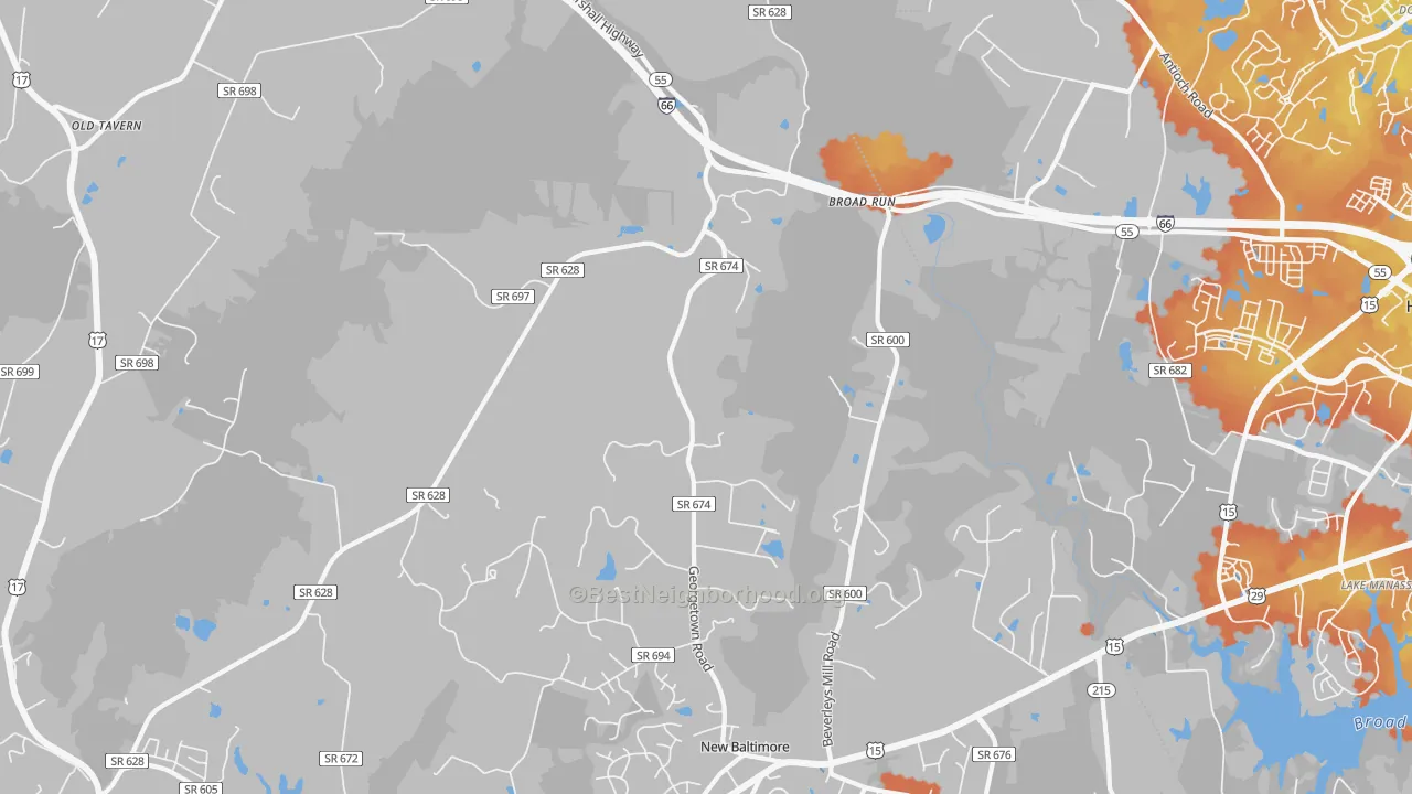 Bike Grade map of Broad Run, VA