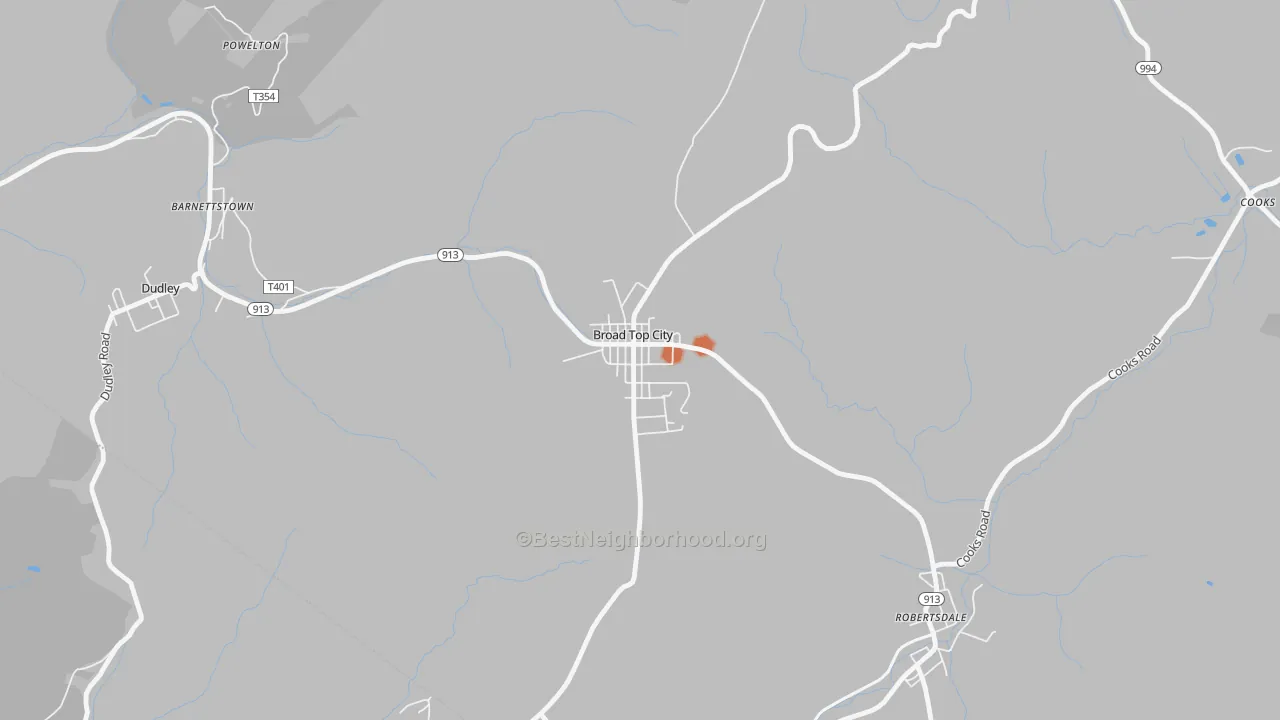 Bike Grade map of Broad Top City, PA