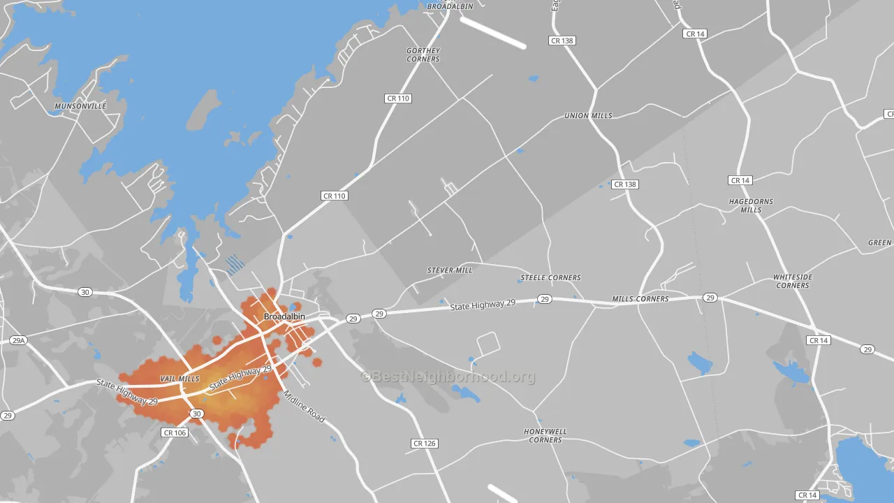 Bike Grade map of Broadalbin, NY