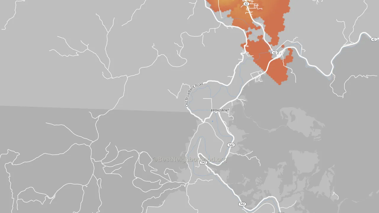 Bike Grade map of Broadbent, OR