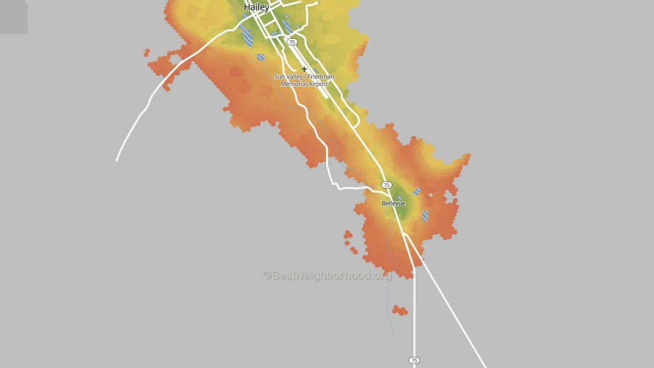 Bike Grade map of Broadford, ID