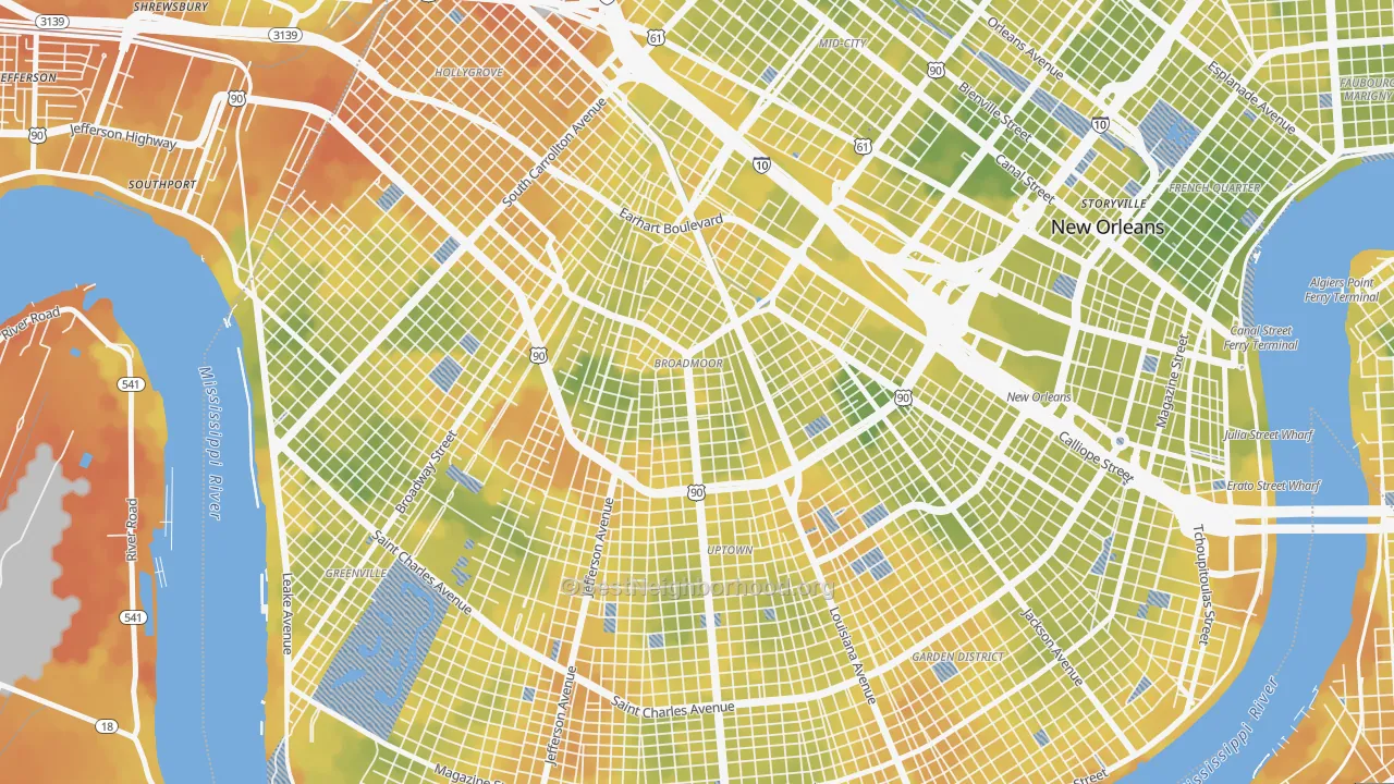 Bike Grade map of Broadmoor, New Orleans, LA