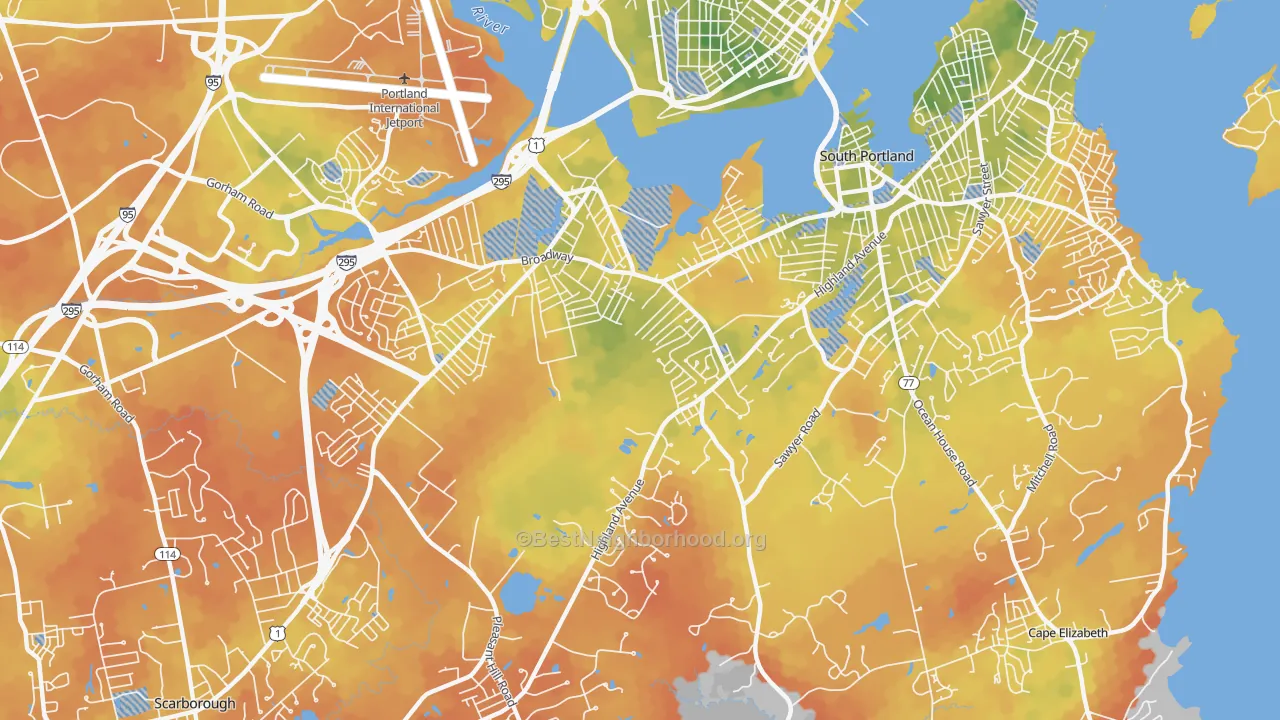 Bike Grade map of Broadview Park, South Portland, ME
