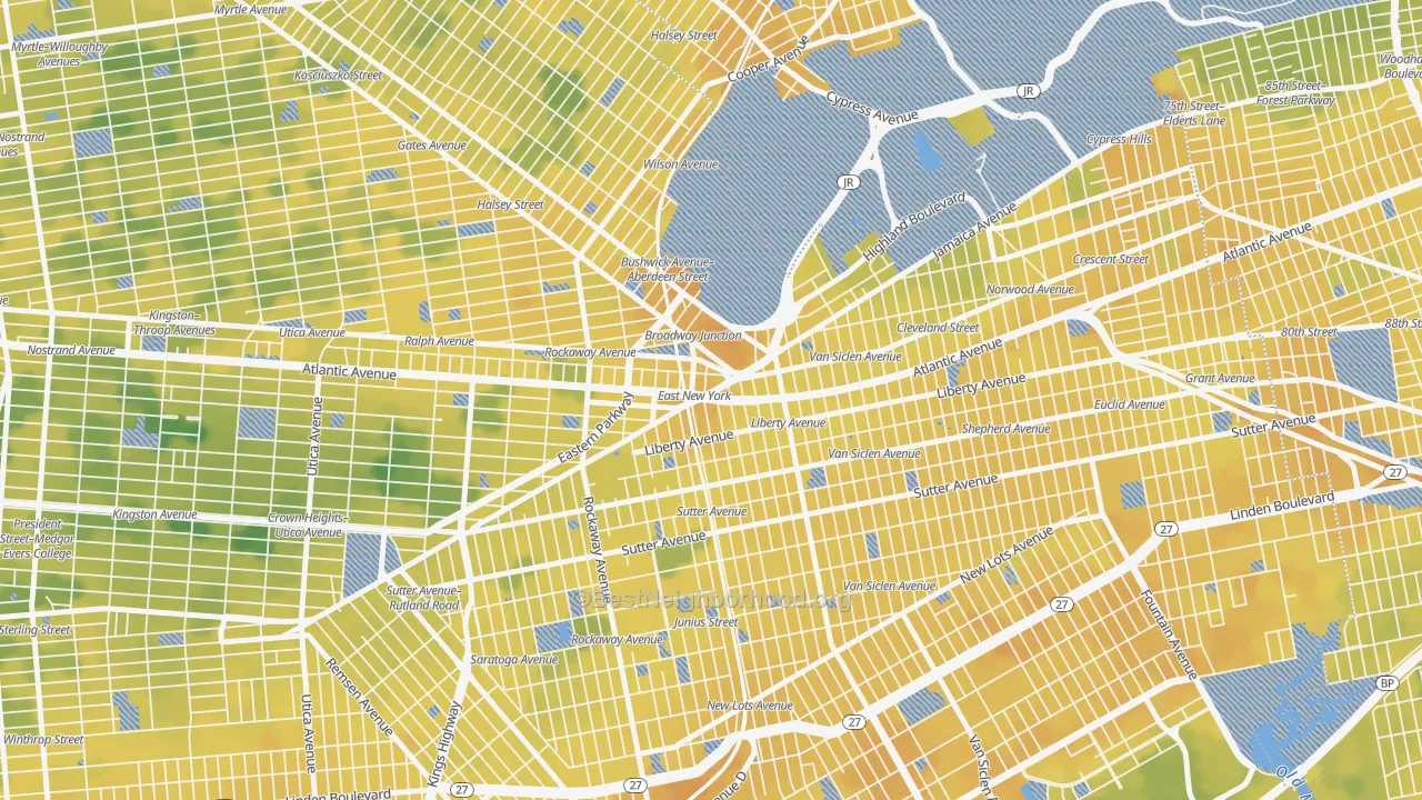 Bike Grade map of Broadway Junction, Brooklyn, NY