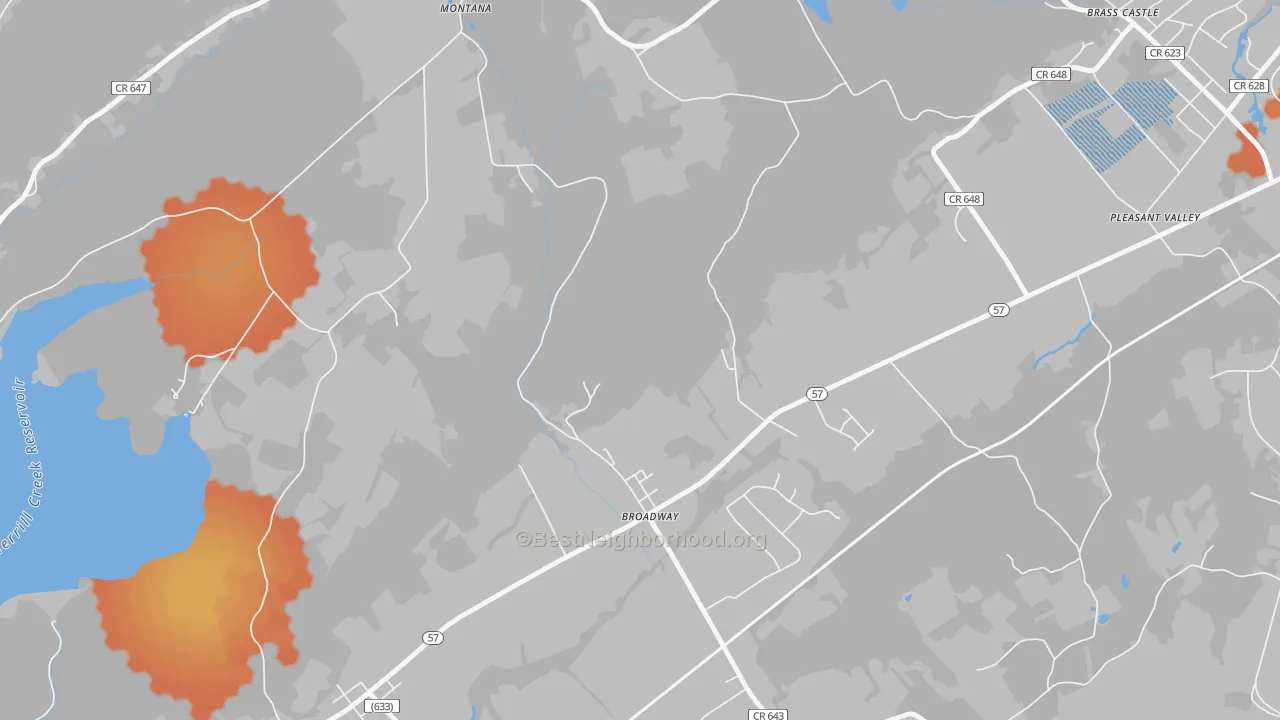 Bike Grade map of Broadway, NJ