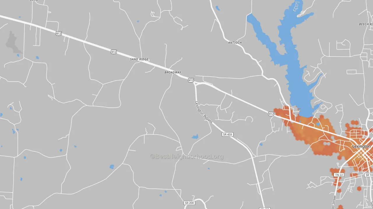 Bike Grade map of Broadway, TN