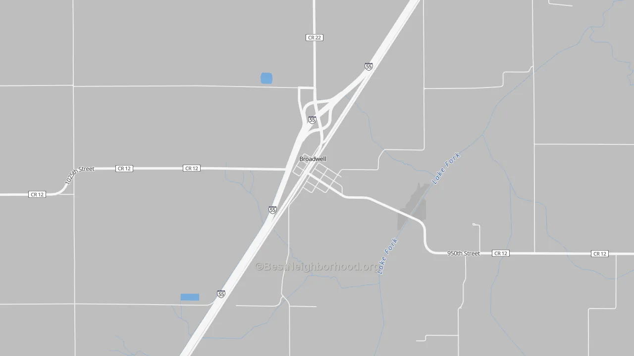 Bike Grade map of Broadwell, IL