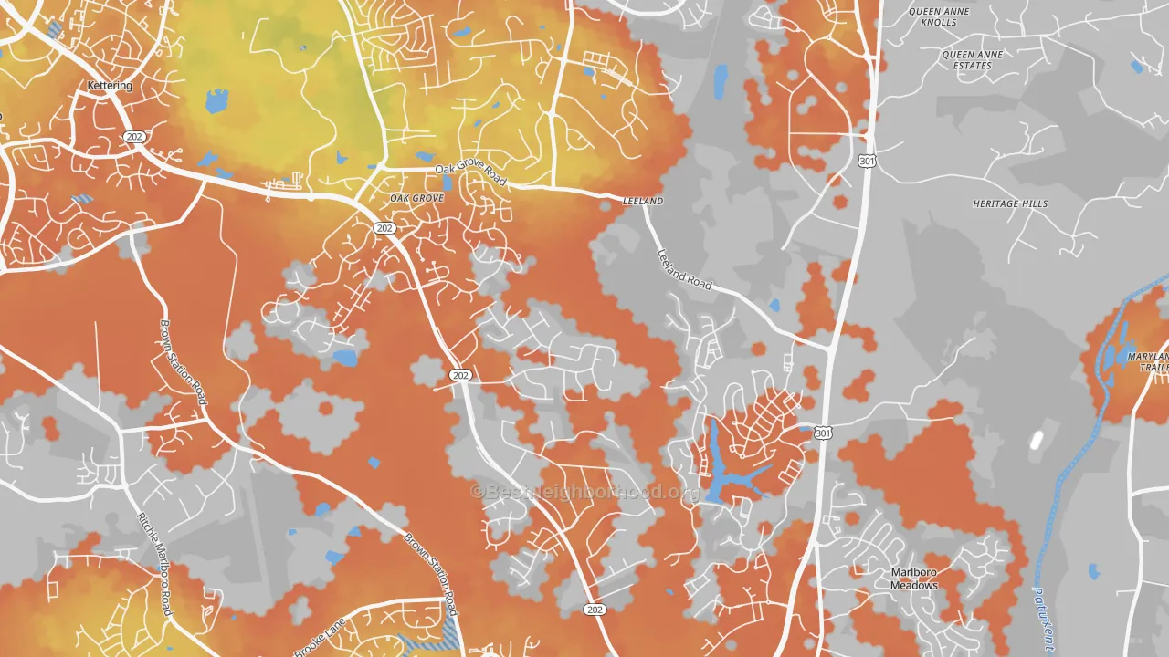 Bike Grade map of Brock Hall, MD