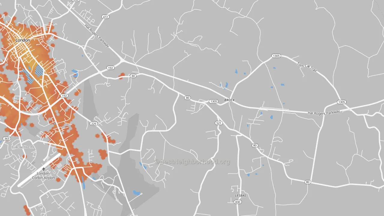 Bike Grade map of Brock, KY