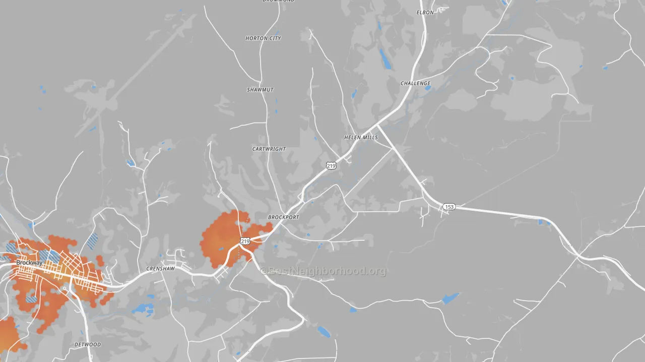 Bike Grade map of Brockport, PA