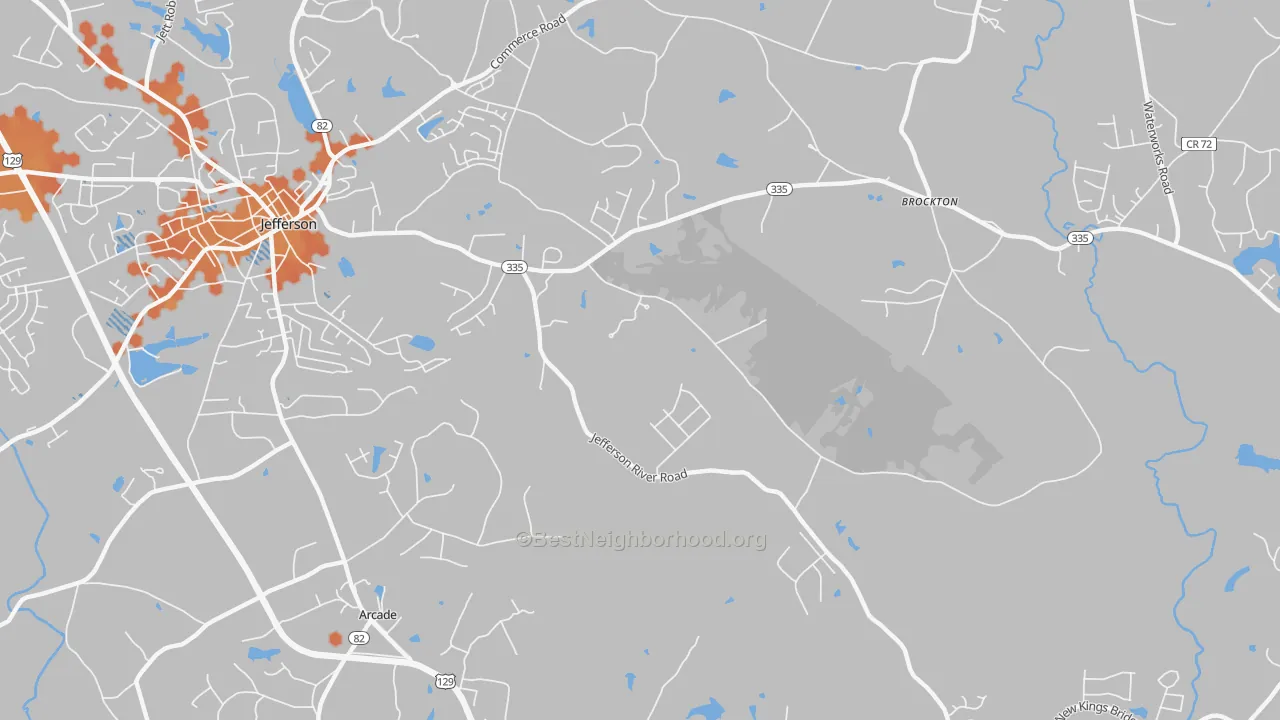 Bike Grade map of Brockton, GA