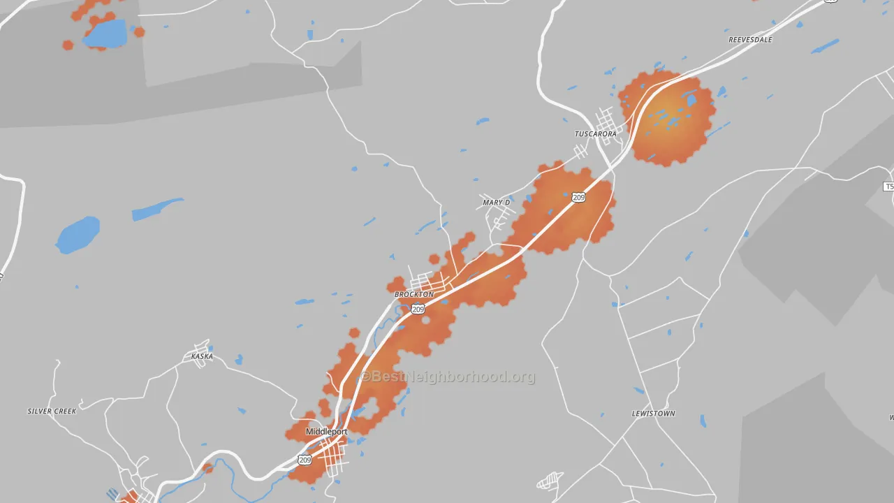 Bike Grade map of Brockton, PA