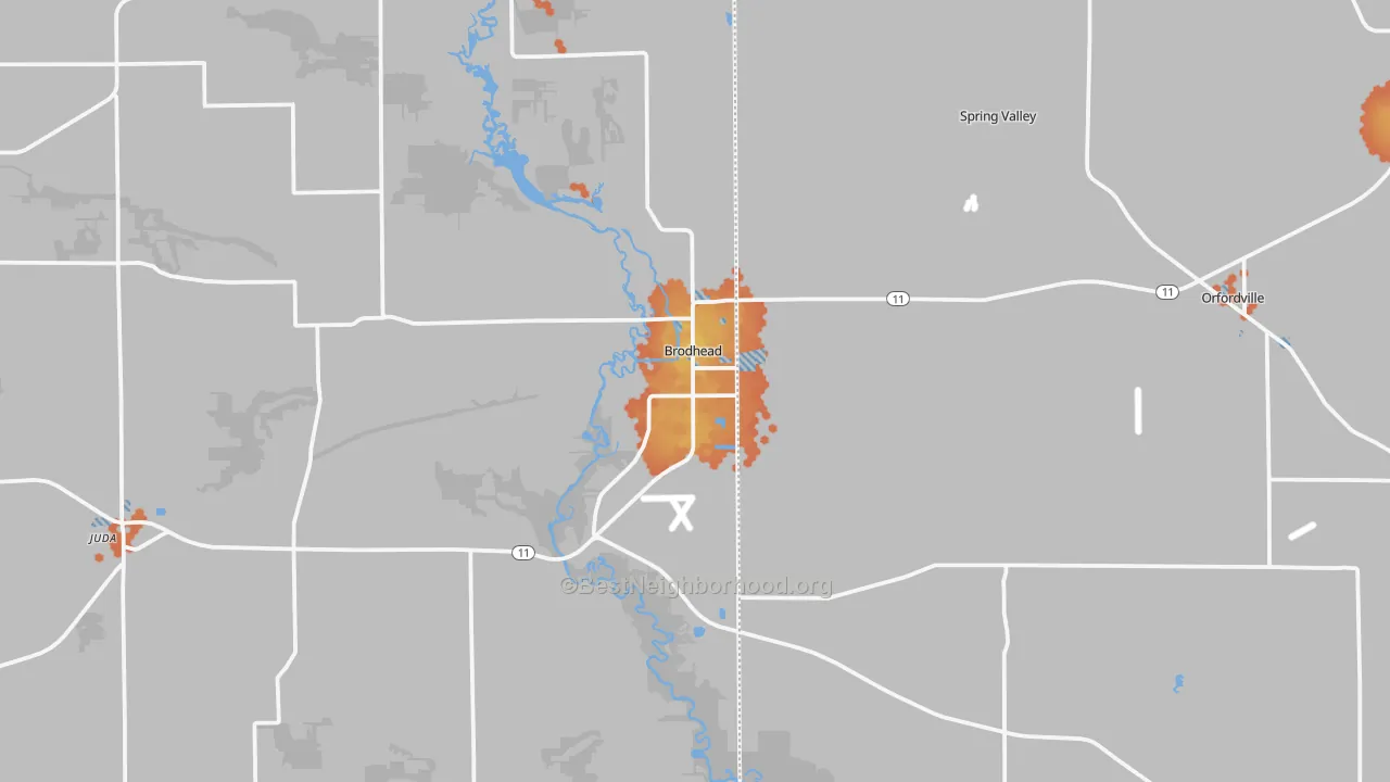 Bike Grade map of Brodhead, WI