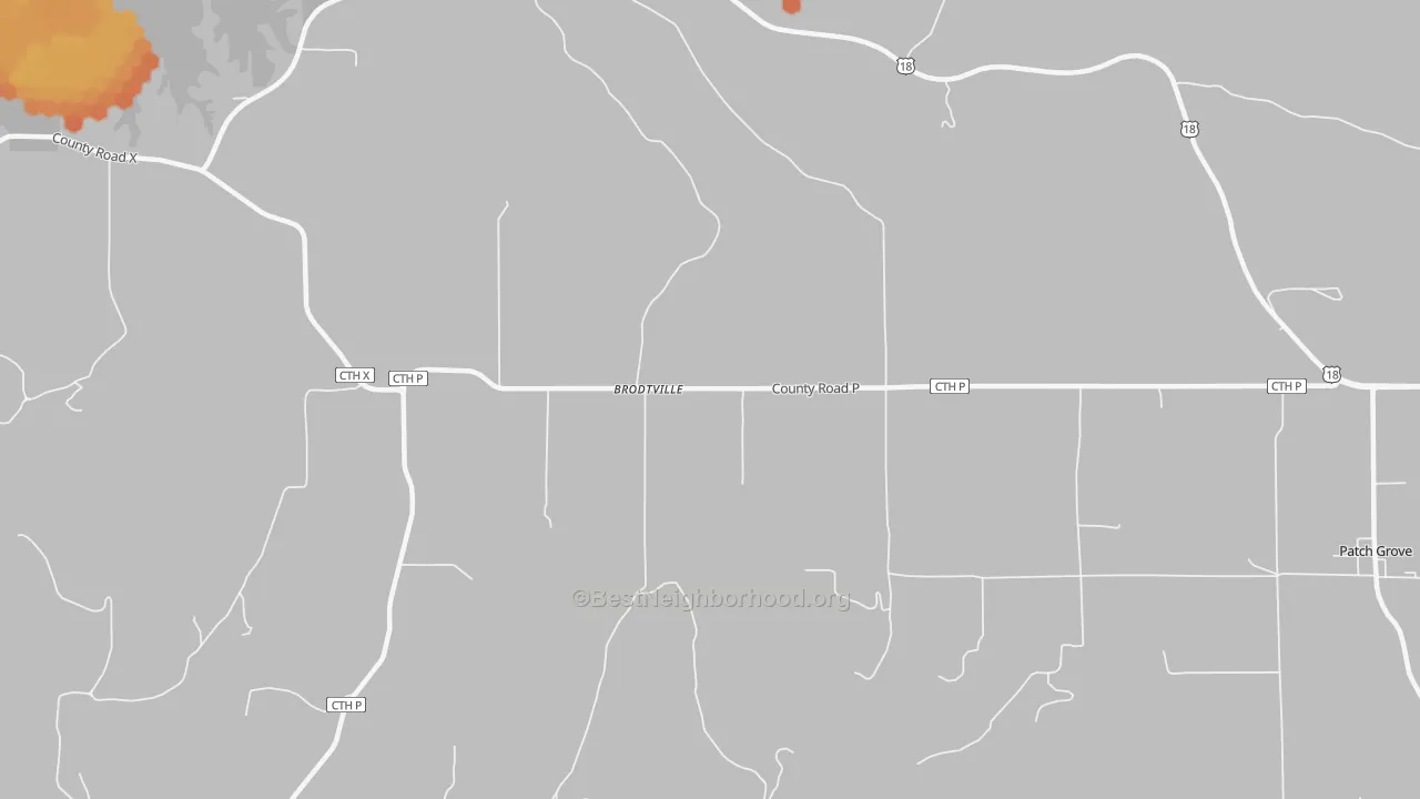 Bike Grade map of Brodtville, WI