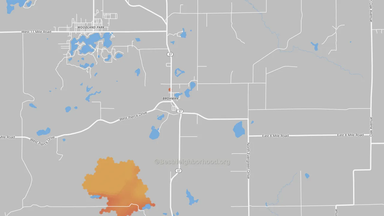 Bike Grade map of Brohman, MI