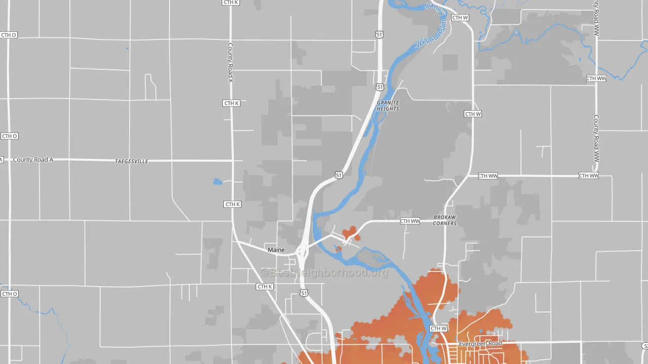 Bike Grade map of Brokaw, WI