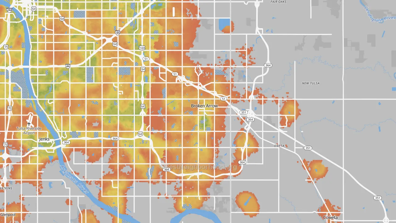 Bike Grade map of Broken Arrow, OK