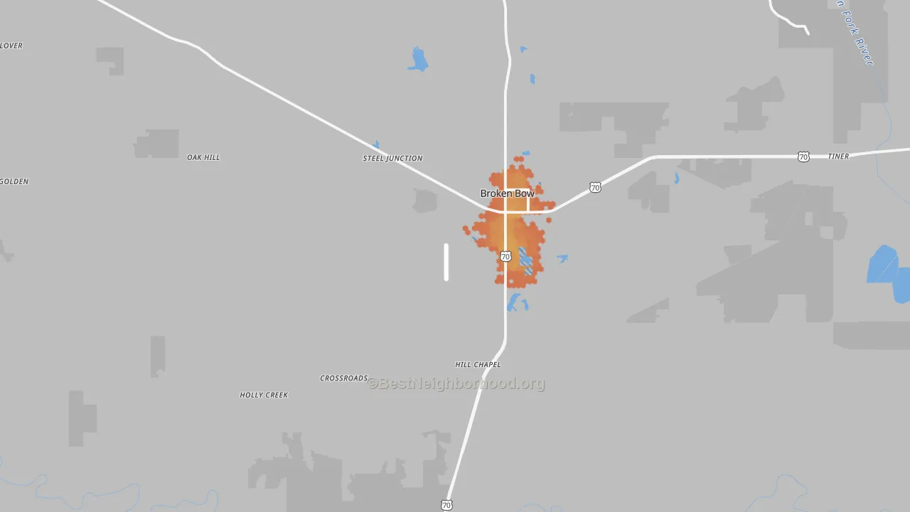 Bike Grade map of Broken Bow, OK