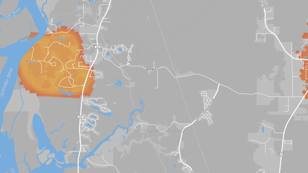 Bike Grade map of Bromley, AL