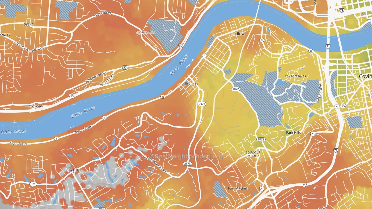 Bike Grade map of Bromley, KY